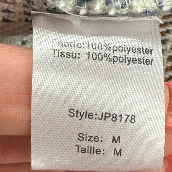 Elan Women’s Sz M Plaid Pattern Short Jacket, Pockets, Blue, Brown, Tan & Cream - Picture 15 of 15